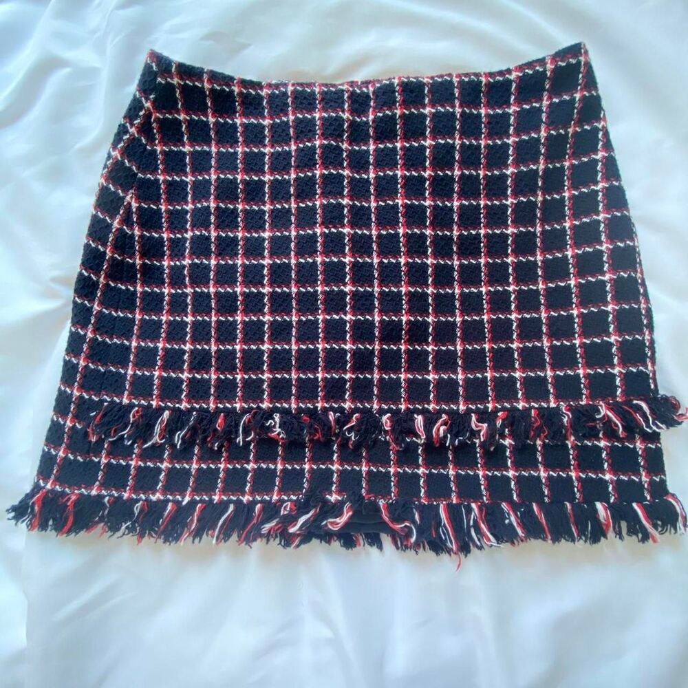 Zara Basic Collection Navy & Red Tweed Mini Skirt